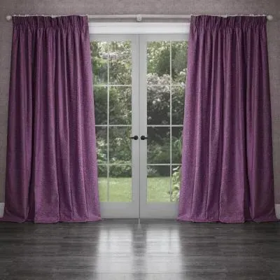 Farley Pencil Pleat Curtains - Damson, Chenille