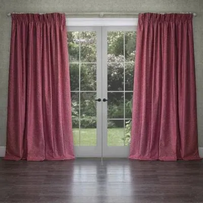 Farley Pencil Pleat Curtains - Peony, Chenille