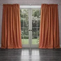 Farley Pencil Pleat Curtains - Rust, Chenille