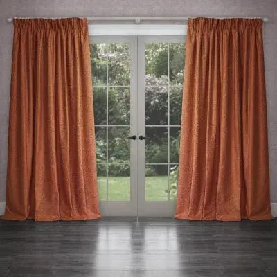 Farley Pencil Pleat Curtains - Rust, Chenille