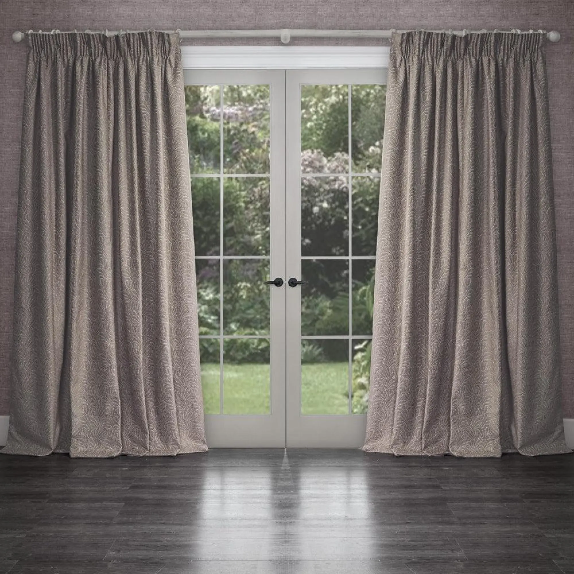 Farley Pencil Pleat Curtains - Truffle, Chenille