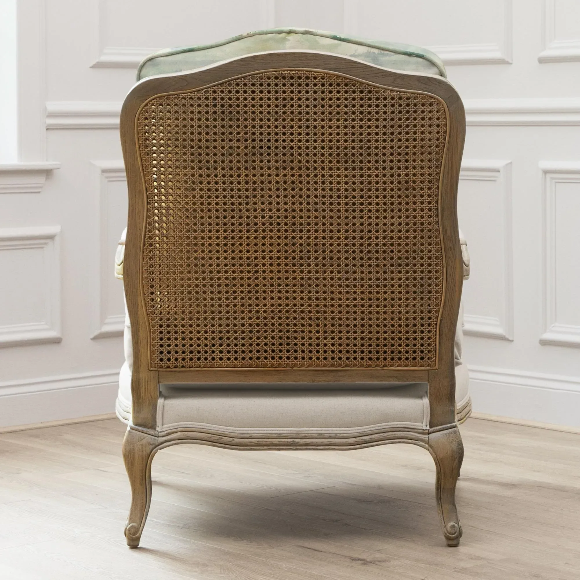 Florence Armchair - Green, Oak and Linen