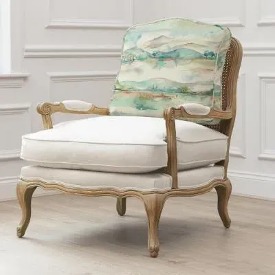 Florence Armchair - Green, Oak and Linen