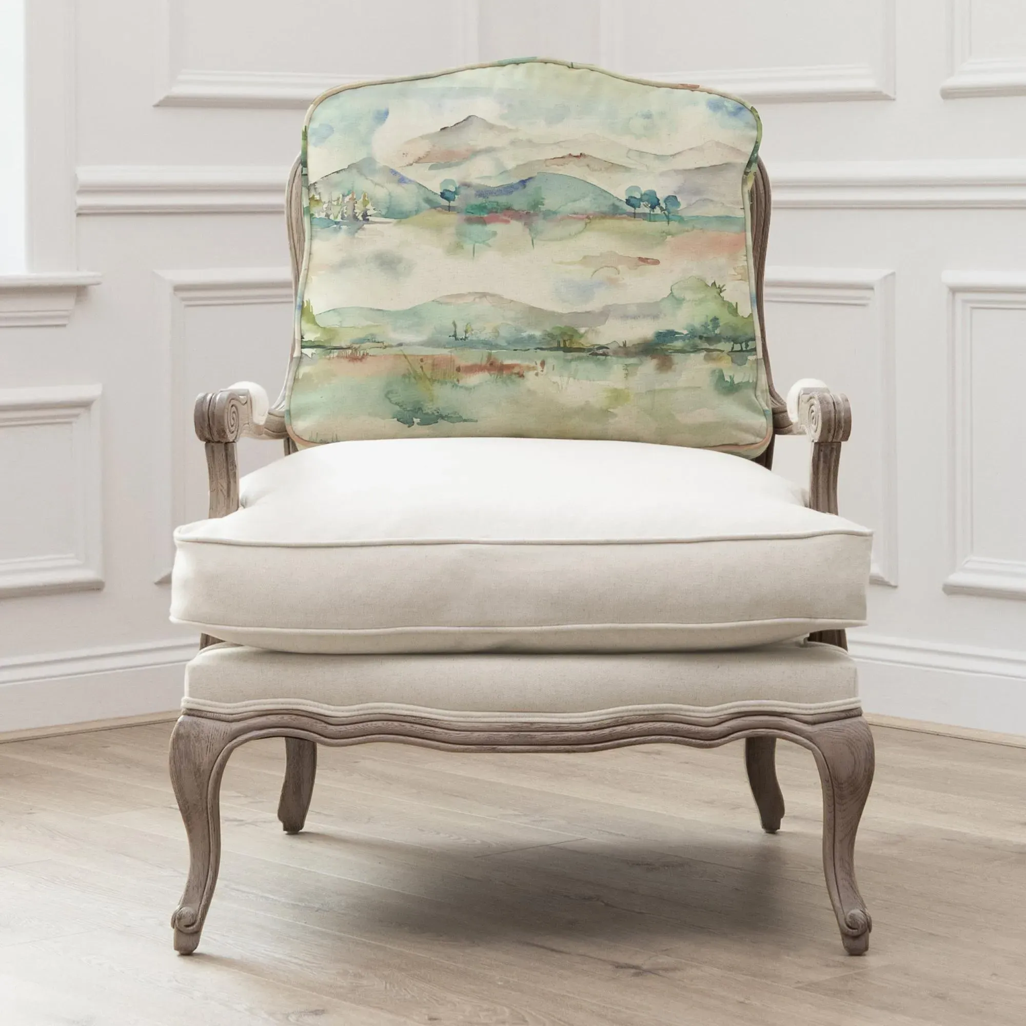 Florence Armchair - Green, Stone and Linen