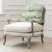 Florence Armchair - Green, Stone and Linen