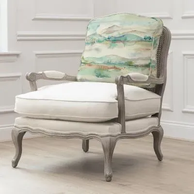 Florence Armchair - Green, Stone and Linen