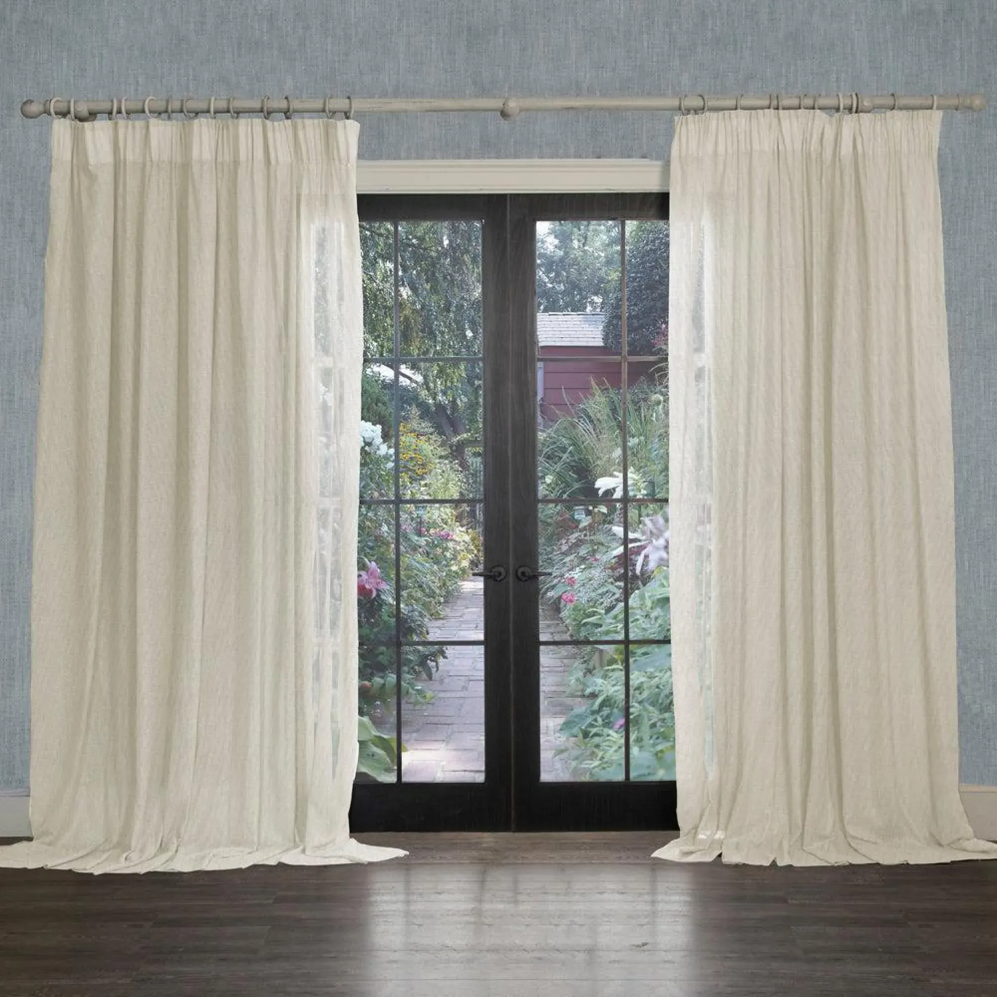Focus Sheer Pencil Pleat Curtains - Pearl