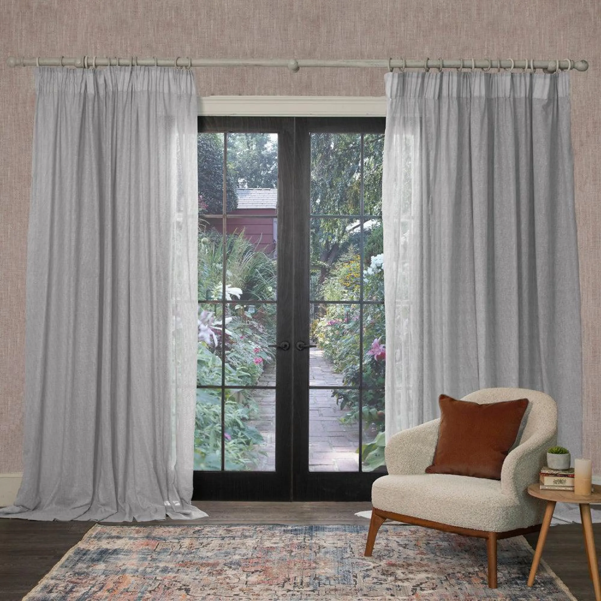 Focus Sheer Pencil Pleat Curtains - Zinc