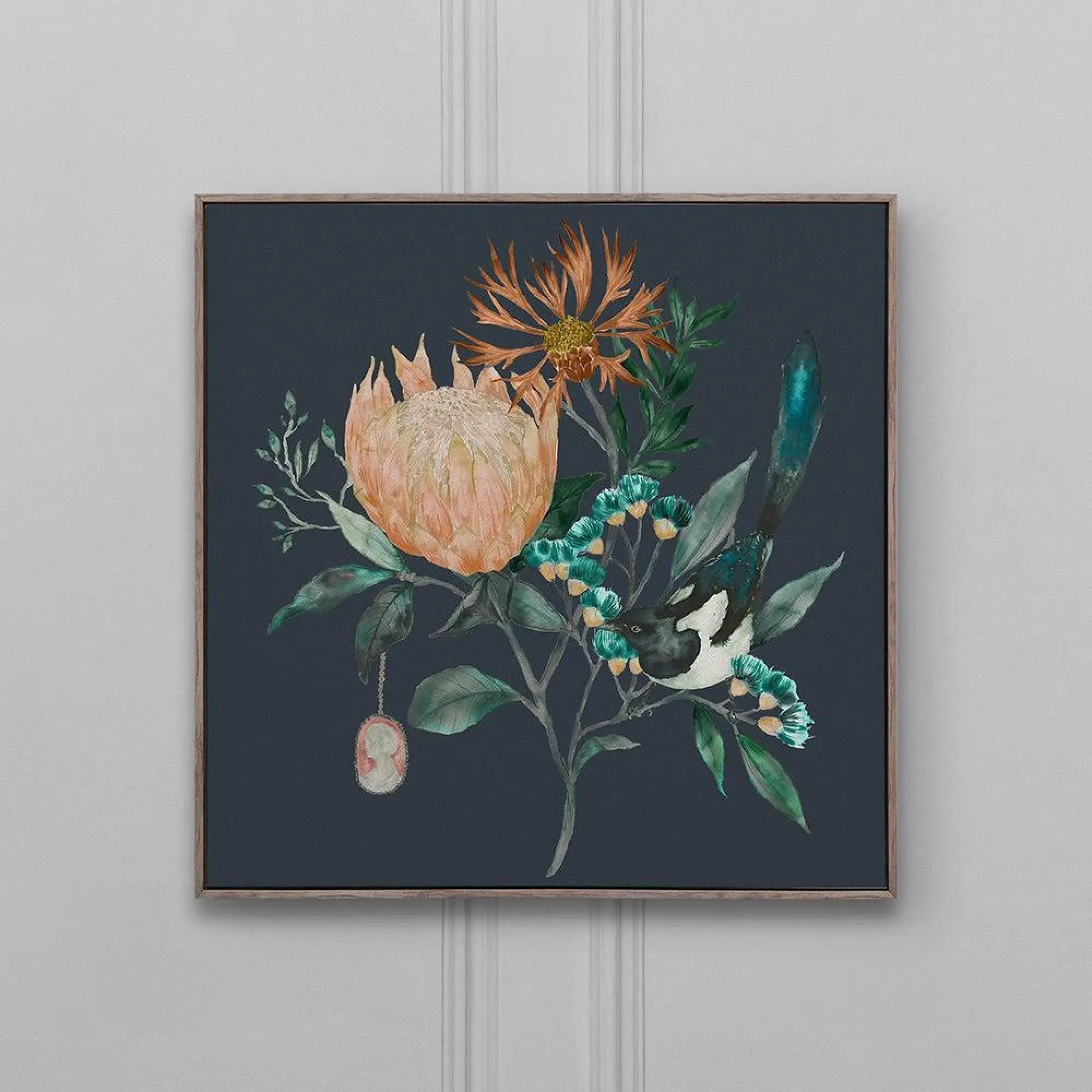 Fortazela Sapphire Framed Canvas - Stone