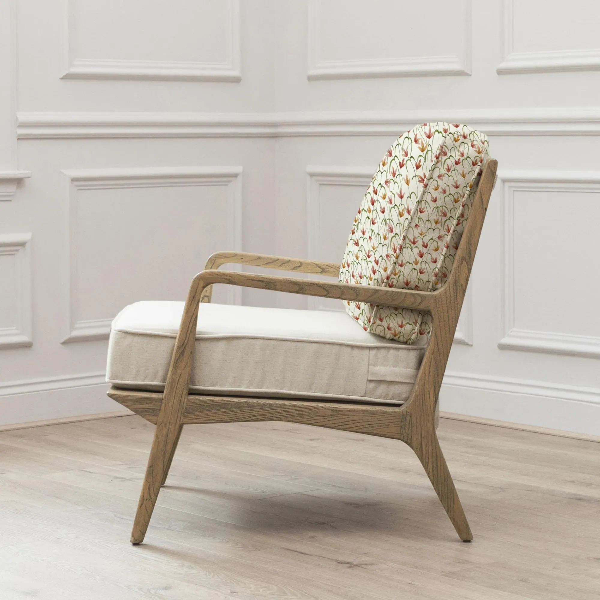 Fresia Linen Printed Idris Armchair - Orange