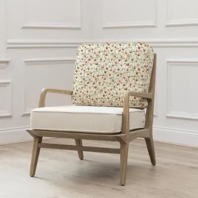 Fresia Linen Printed Idris Armchair - Orange image