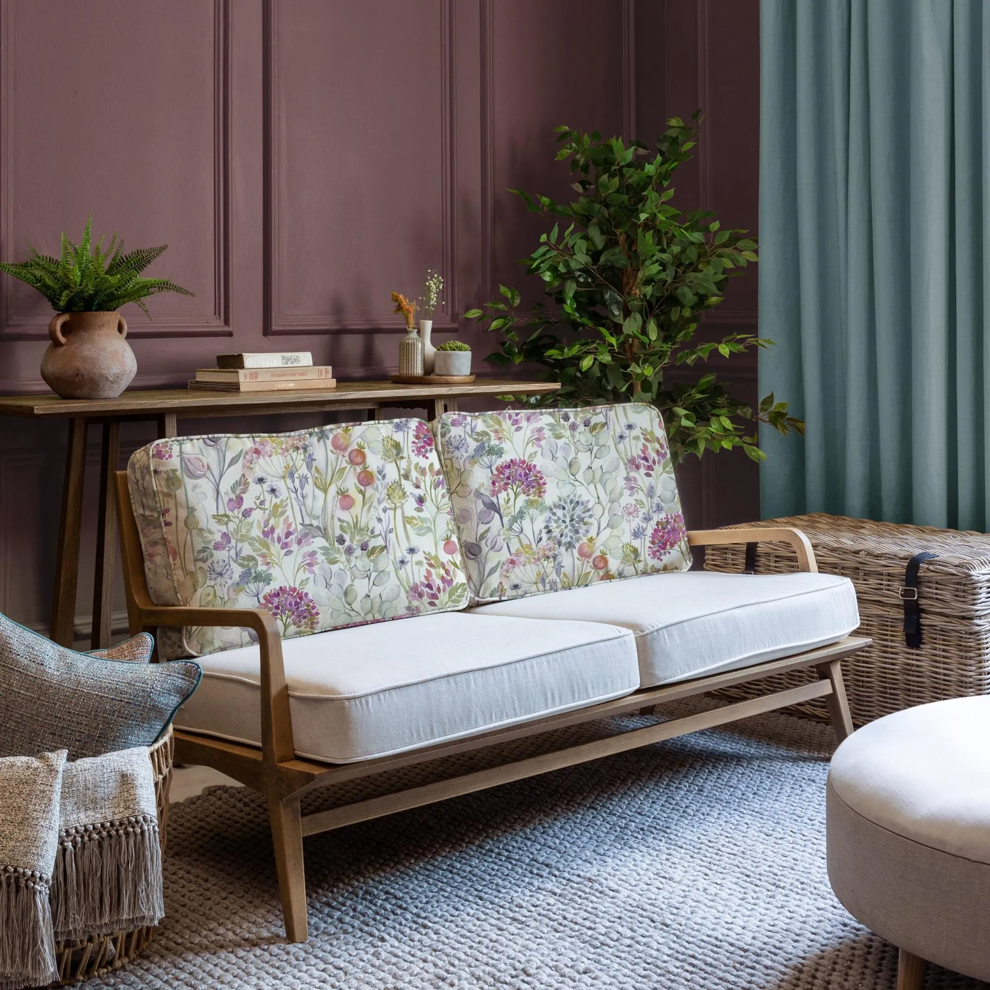 Hedgerow Lotus Printed Idris 2-Seater Sofa - Pink