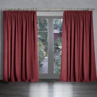 Helmsley Woven Pencil Pleat Curtains - Brick image