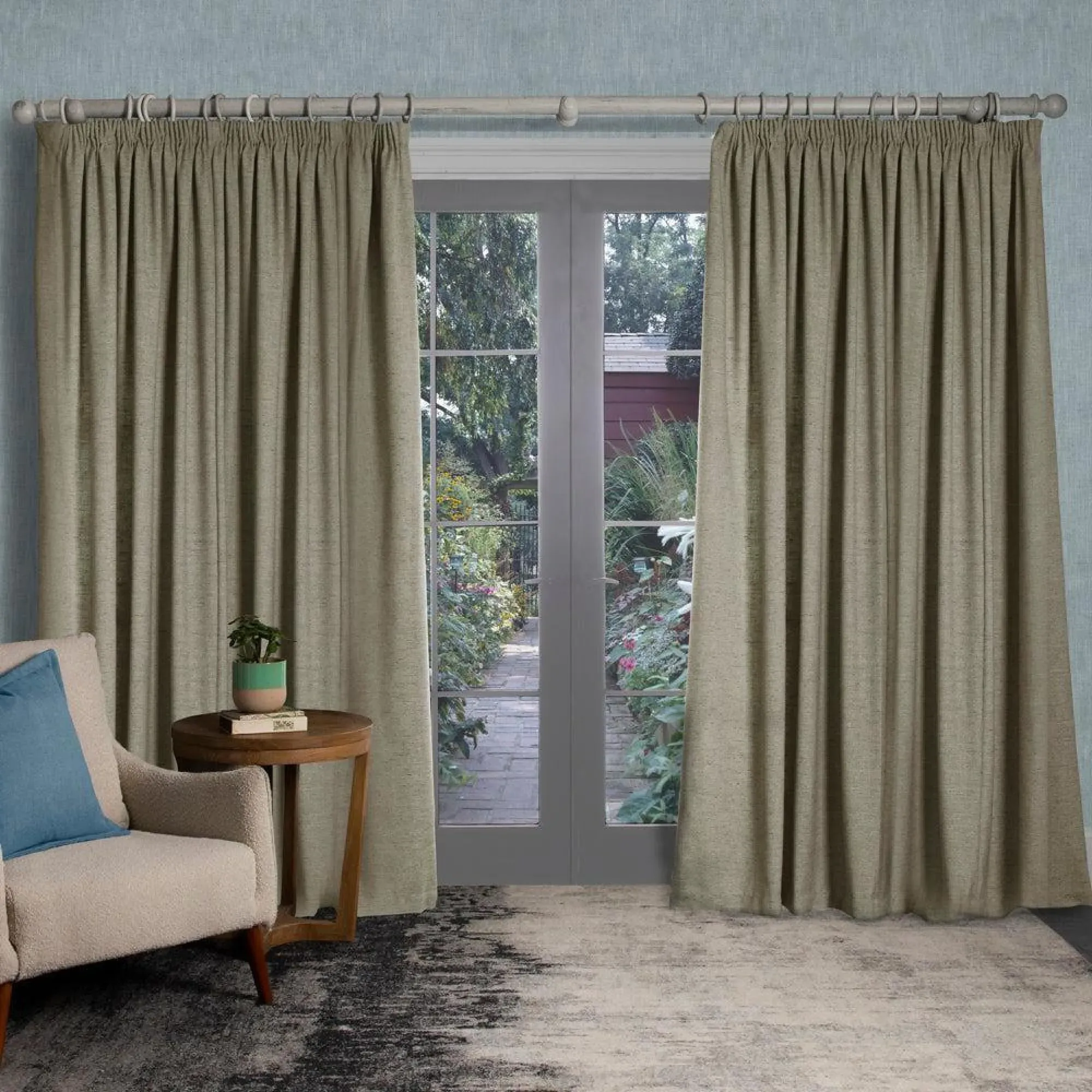 Helmsley Woven Pencil Pleat Curtains - Jute