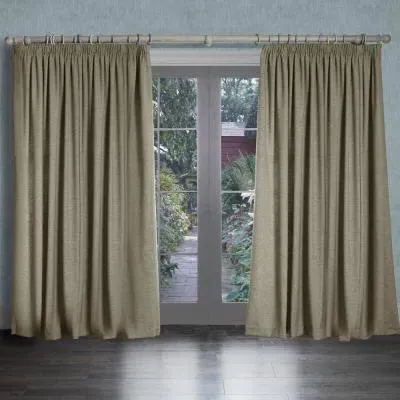 Helmsley Woven Pencil Pleat Curtains - Jute