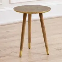 Isadora Embossed Side Table - Antique Brass
