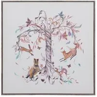 Leaping Into the Fauna Framed Canvas - Stone
