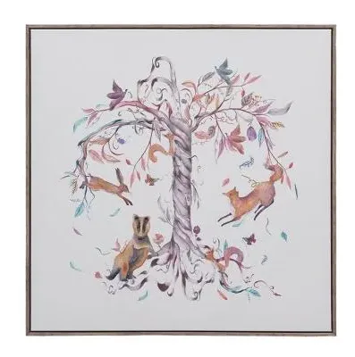 Leaping Into the Fauna Framed Canvas - Stone image