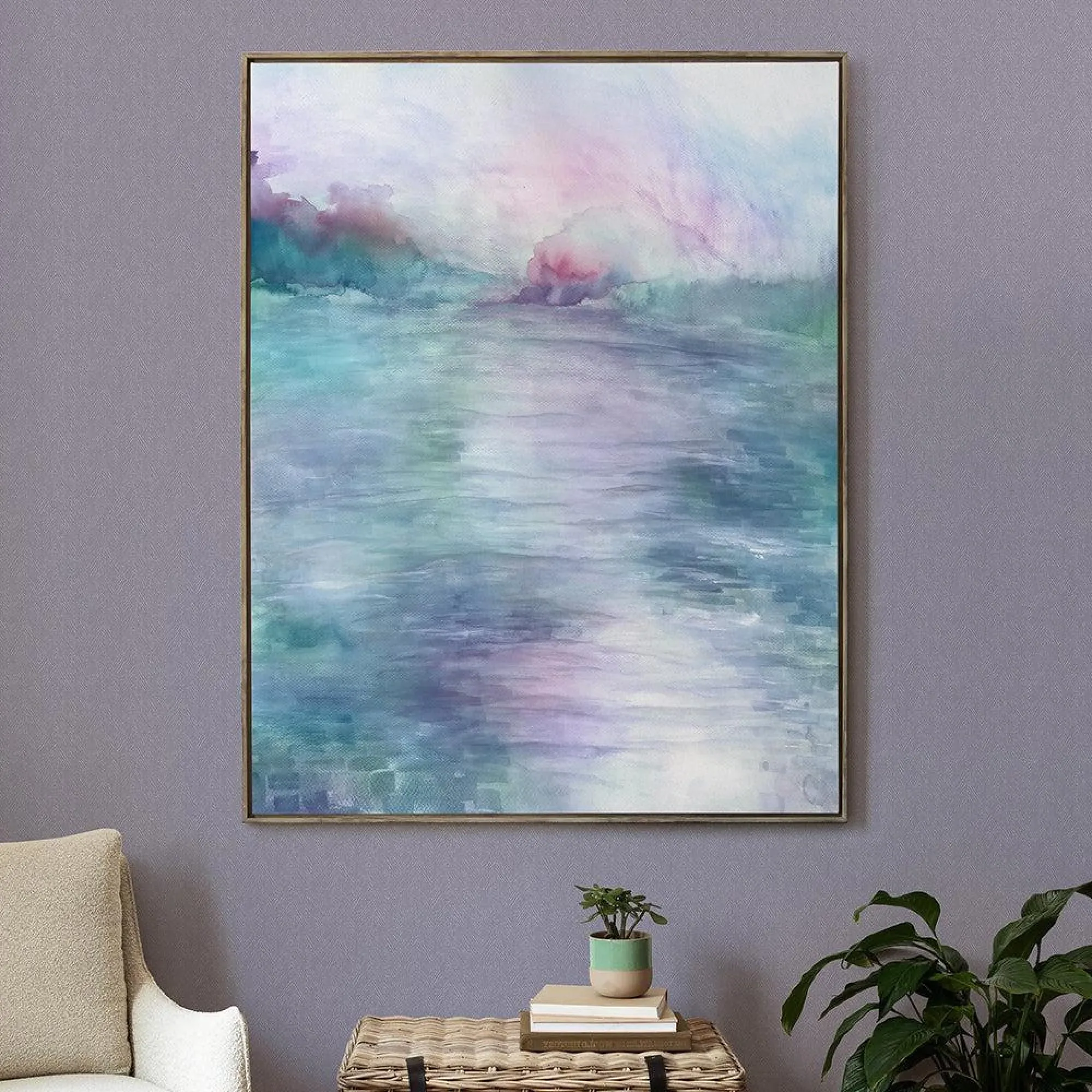 Maree Iris Framed Canvas - Stone