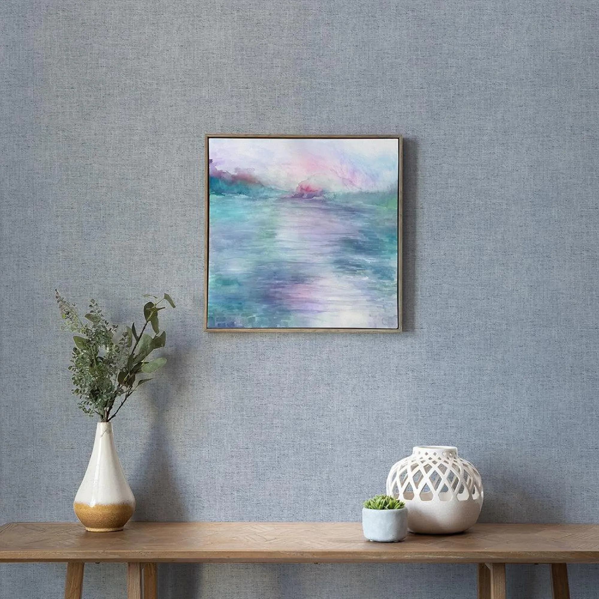 Maree Iris Framed Canvas - Stone