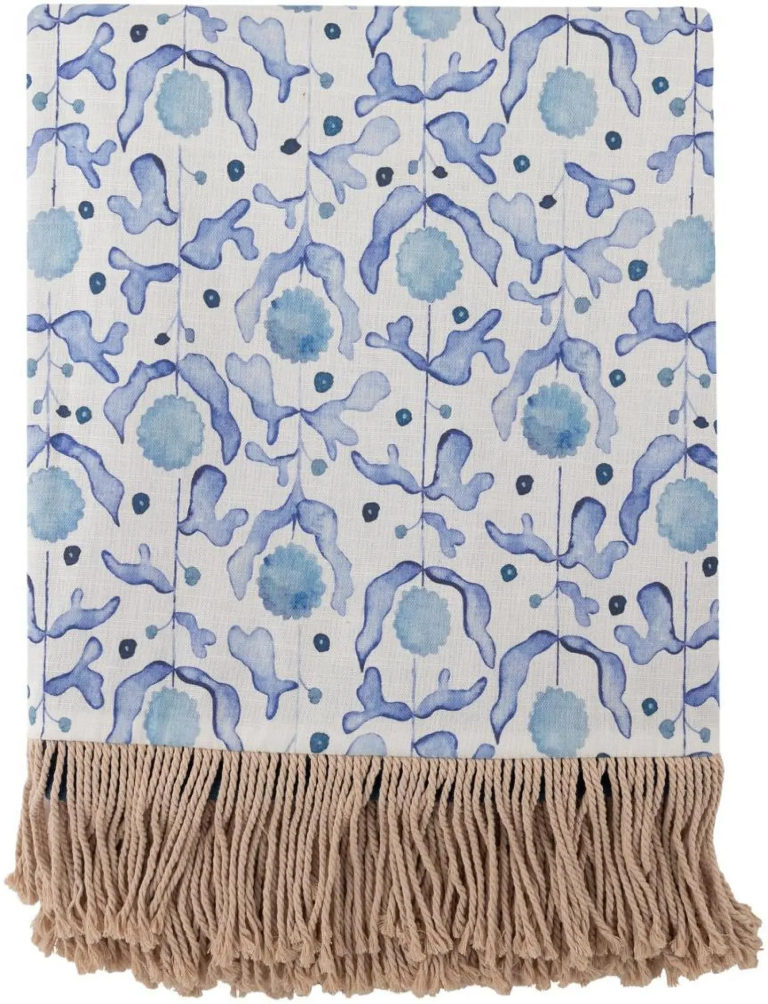 Mariani Printed Fringe Throw - Cobalt