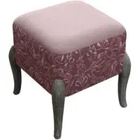 Ralf Printed Footstool - Ruby