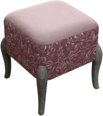 Ralf Printed Footstool - Ruby