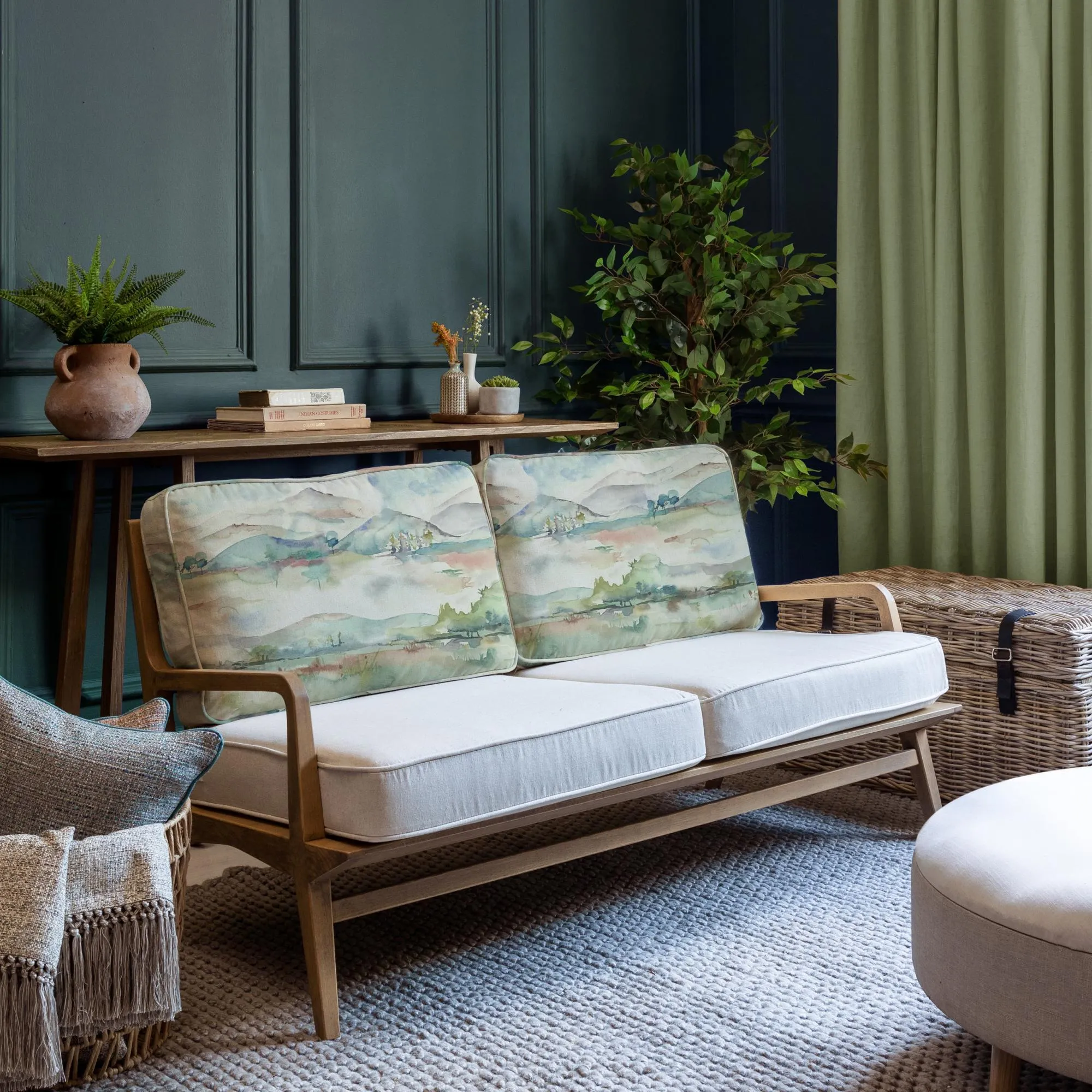 Russet Shores Idris 2-Seater Sofa - Green, Linen