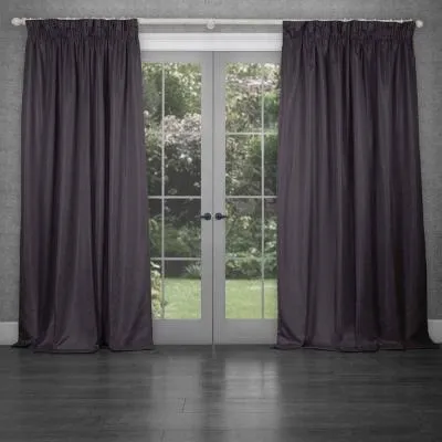 Sereno Woven Pencil Pleat Curtains - Damson image