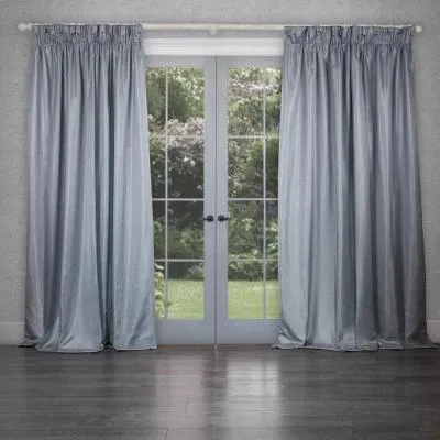 Sereno Woven Pencil Pleat Curtains - Silver