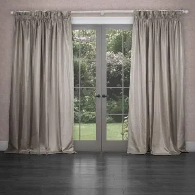 Sereno Woven Pencil Pleat Curtains - Stone