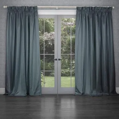 Sereno Woven Pencil Pleat Curtains - Teal