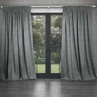 Sitara Embroidered Pencil Pleat Curtains - Lead