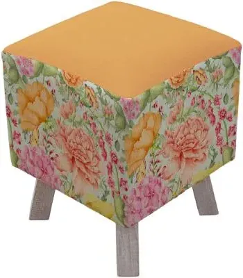 Toby Printed Footstool - Idalia Duck Egg