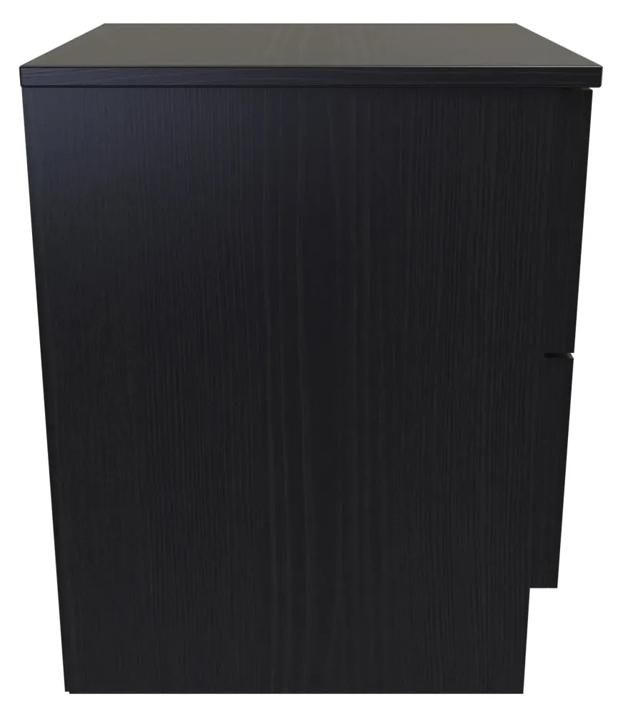 2 Drawer Bedside Cabinet - Black Ash, Rattan