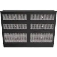 6 Drawer Midi Chest - Black Ash, Rattan