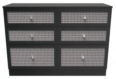 6 Drawer Midi Chest - Black Ash, Rattan image