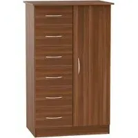 Avon 1 Door Midi Wardrobe - Noche Walnut