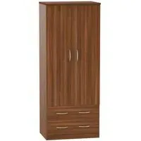 Avon 2 Door 2 Drawer Wardrobe - Noche Walnut