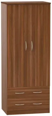 Avon 2 Door 2 Drawer Wardrobe - Noche Walnut
