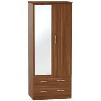 Avon 2 Door Combi Wardrobe with Mirror - Noche Walnut