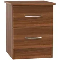 Avon 2 Drawer Bedside Cabinet - Noche Walnut