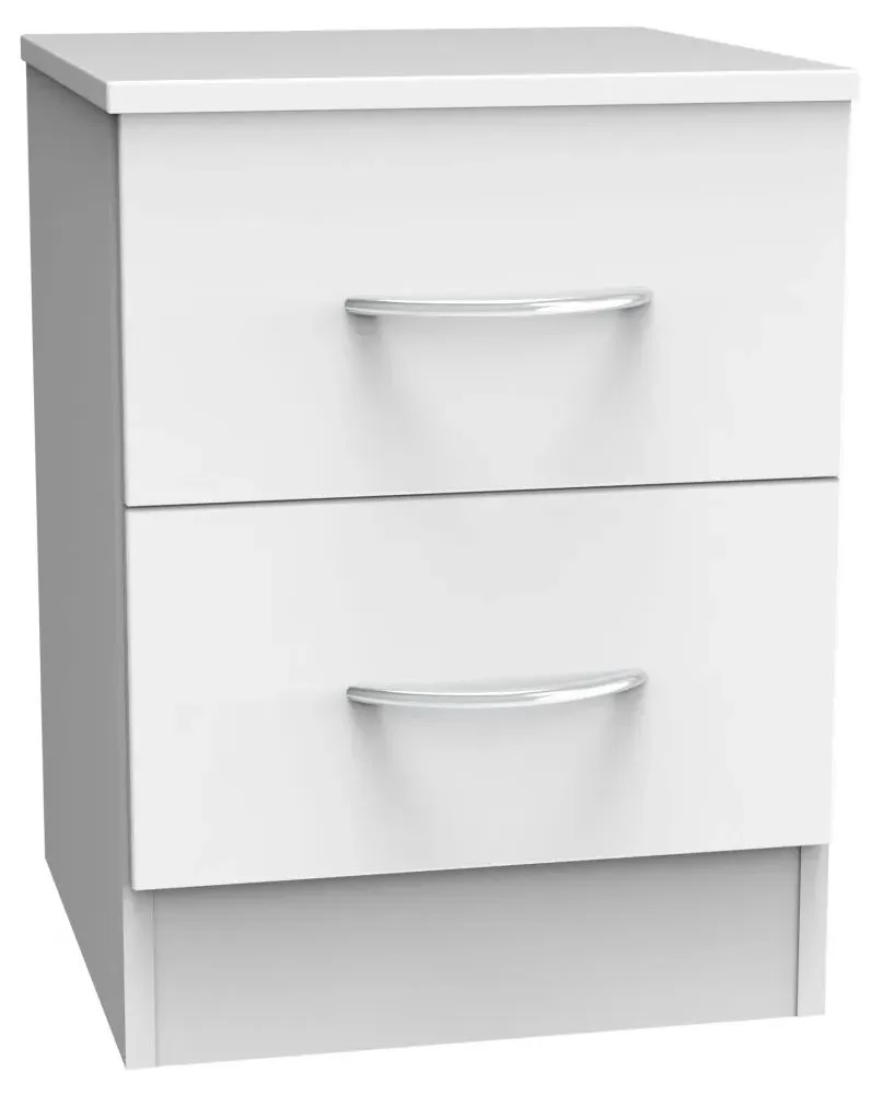 Avon 2 Drawer Bedside Cabinet - White