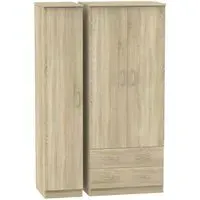 Avon 3-Door Triple Wardrobe with Storage - Oak