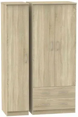 Avon 3-Door Triple Wardrobe with Storage - Oak