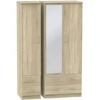 Avon 3 Door Wardrobe with Mirror - Bardolino, Oak Effect