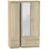 Avon 3 Door Wardrobe with Mirror - Bardolino, Oak Effect