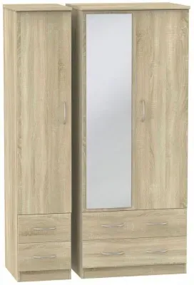 Avon 3 Door Wardrobe with Mirror - Bardolino, Oak Effect image