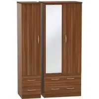 Avon 3 Door Wardrobe with Mirror - Noche Walnut