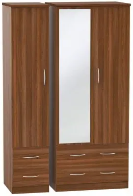 Avon 3 Door Wardrobe with Mirror - Noche Walnut